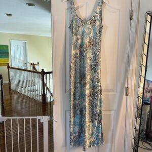 Free People Blue and Brown Floral Maxi Dress